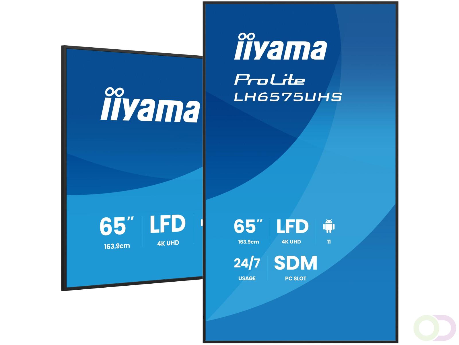 iiyama LH6575UHS-B2AG beeldkrant Digitale signage flatscreen 163,8 cm (64.5") LCD Wifi 500 cd/m?? 4K Ultra HD Zwart Type processo