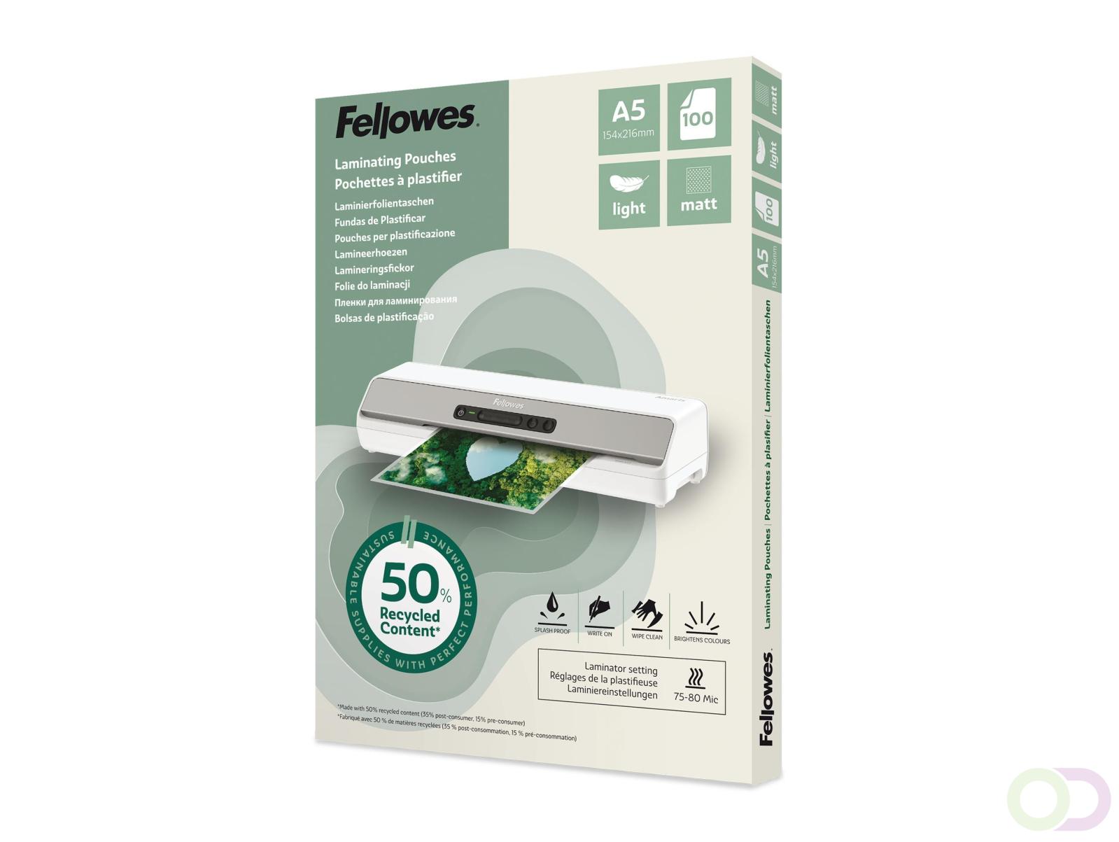 A5 Lamineerhoezen 50% gerecycled materiaal - Light, Mat, pak 100 stuks