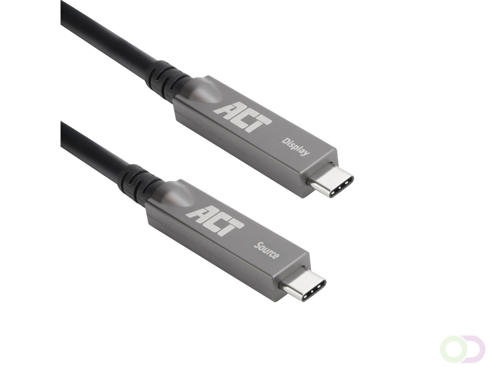 ACT USB-C 3.2 Gen2 Active Optical Cable (AOC), voor touchpanels, video, data, power, 7.5m (AK4327)