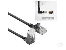 ACT Zwarte 0,15 meter U/UTP CAT6A LSZH slimline patchkabel met RJ45 connectoren, recht naar 90?? haaks boven (DC4930)