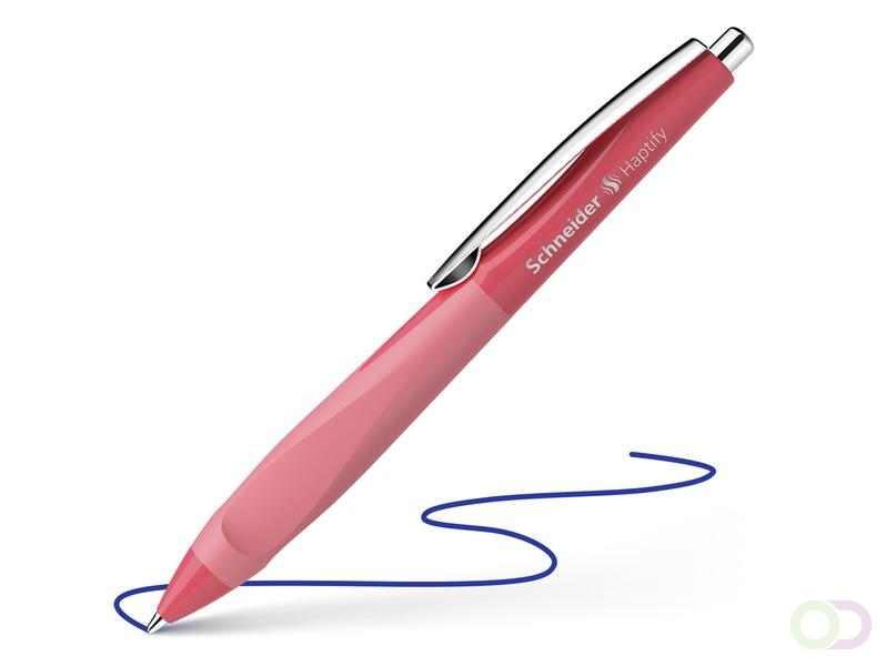 balpen Schneider Haptify koraal/roze omhulsel, blauwschrijvend