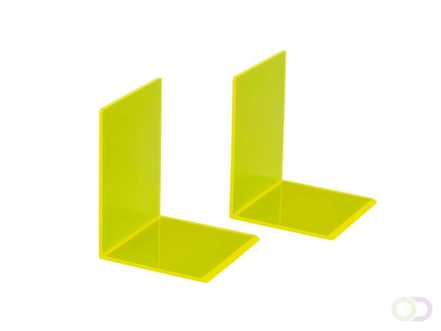 Boekensteun MAUL 10x10x13cm acryl set 2 neon geel transparant