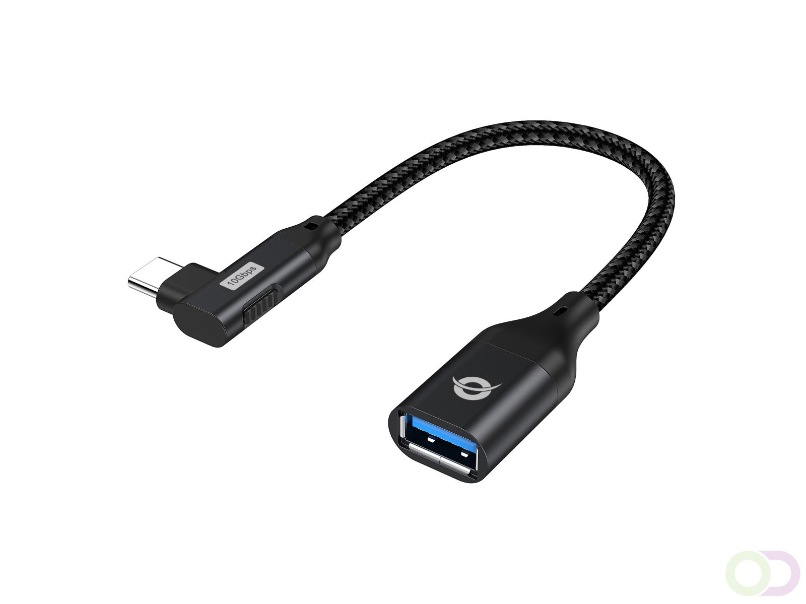 Conceptronic ABBY19B tussenstuk voor kabels USB-C USB-A Zwart (ABBY19B)