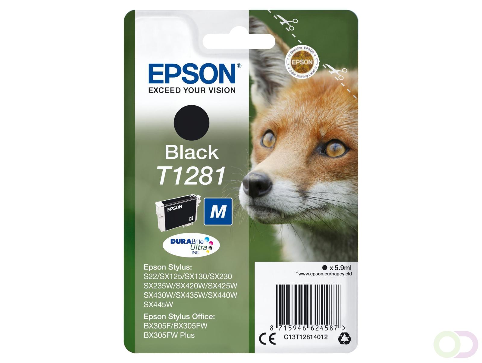 Epson Fox Singlepack Black T1281 DURABrite Ultra Ink (C13T12814022)