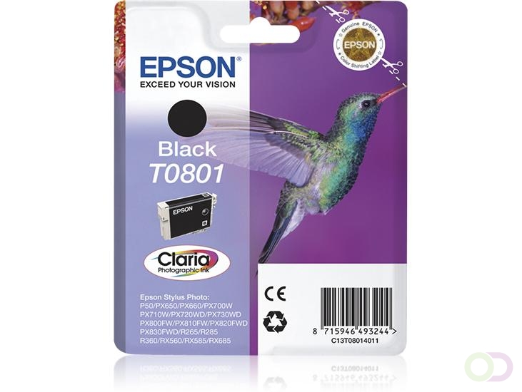 Epson Hummingbird Singlepack Black T0801 Claria Photographic Ink (C13T08014021)
