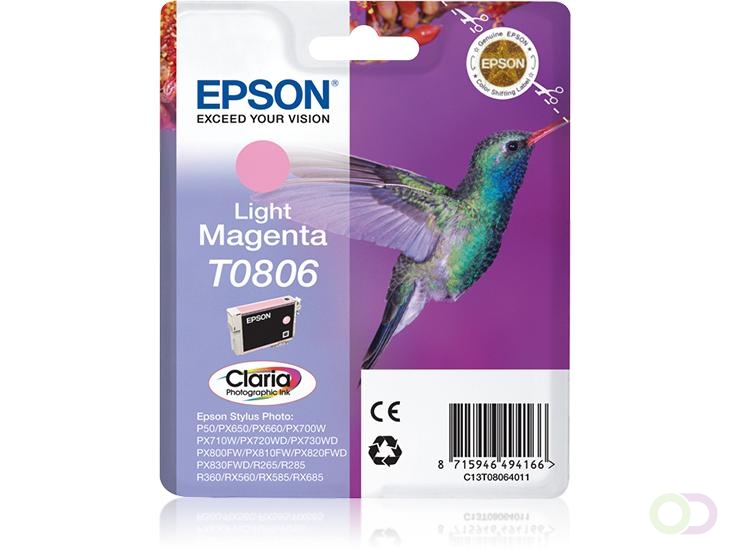 Epson Hummingbird Singlepack Light Magenta T0806 Claria Photographic Ink (C13T08064021)
