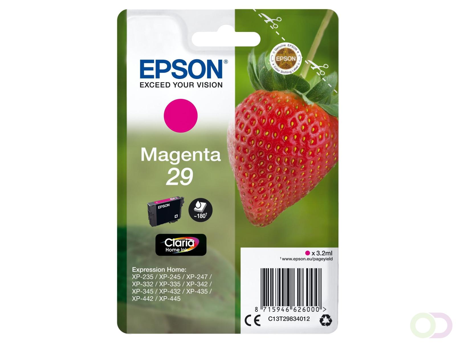 Epson Strawberry Singlepack Magenta 29 Claria Home Ink (C13T29834022)