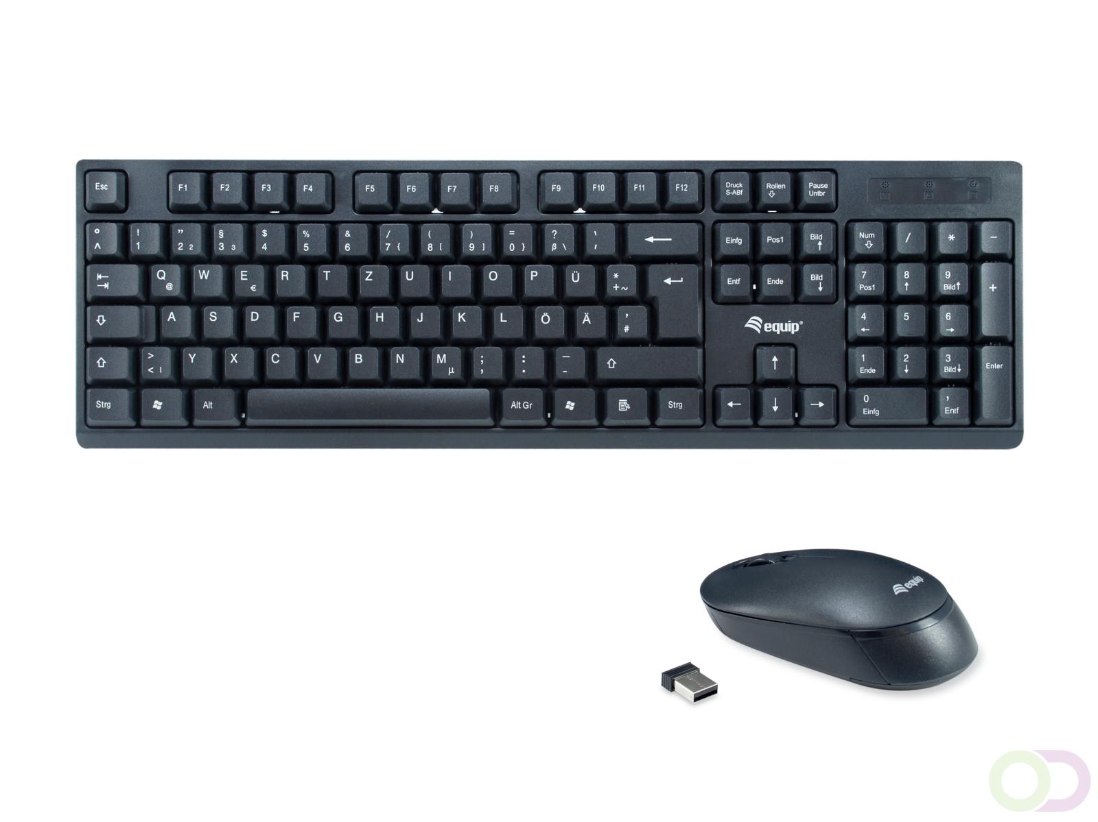 Equip 245220 toetsenbord Inclusief muis Kantoor RF Draadloos QWERTZ Duits Zwart (245220)