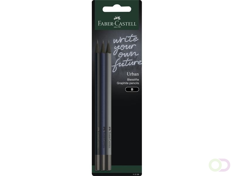 Grafietpotlood Faber-Castell 3 stuks Urban stone grey, navy blue en all black op blister Hardheid B
