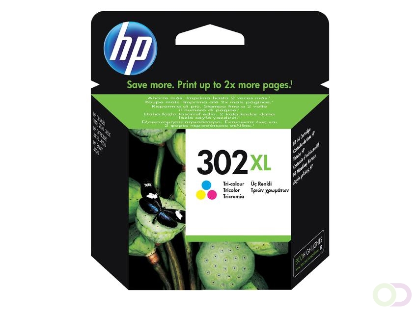HP 302XL originele high-capacity drie-kleuren inktcartridge (F6U67AE)