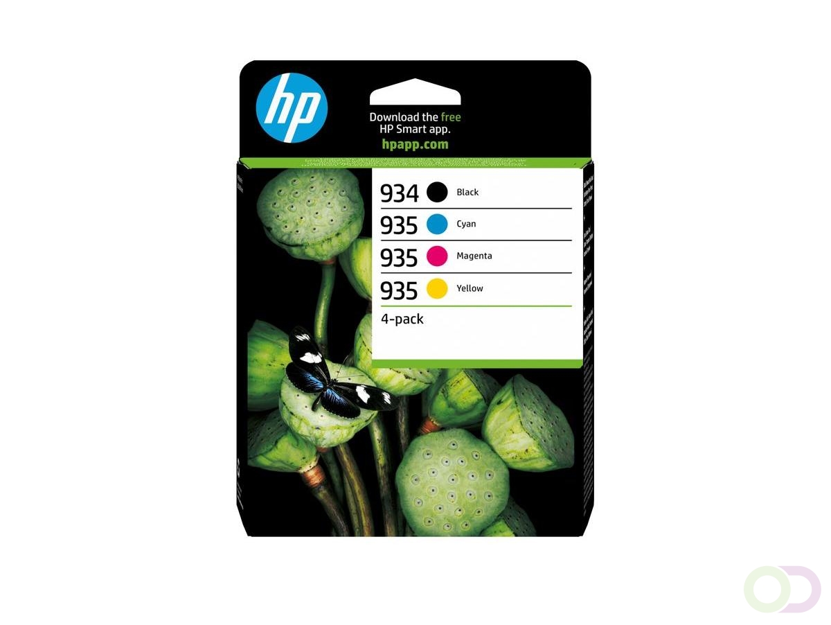 HP 934 originele zwarte/935 cyaan/magenta/gele inktcartridges, 4-pack (6ZC72AE)