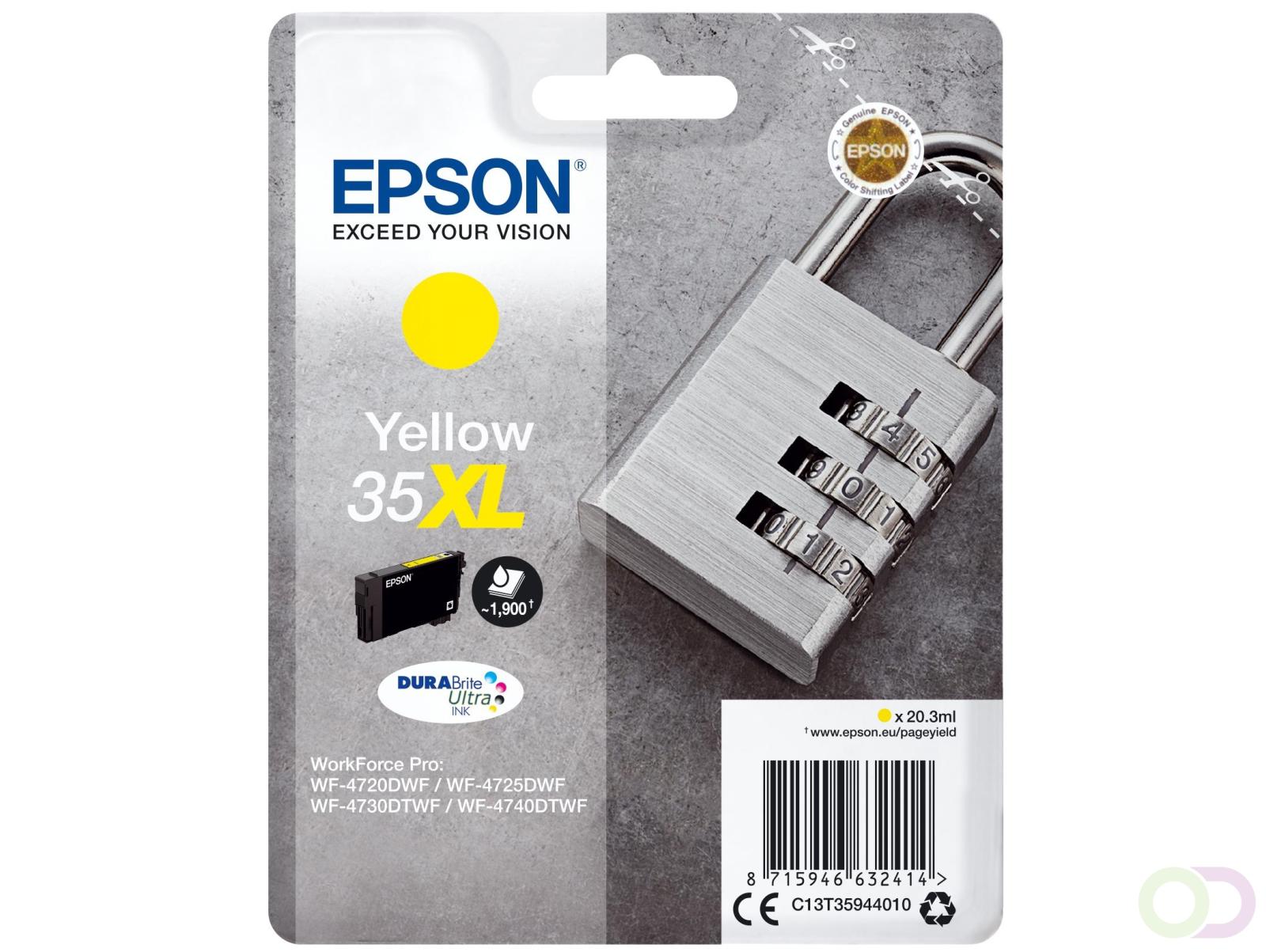 Epson Padlock Singlepack Yellow 35XL DURABrite Ultra Ink (C13T35944010)