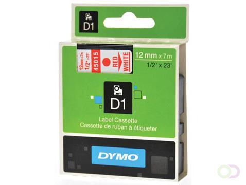 Dymo D1 tape 12 mm, rood op wit