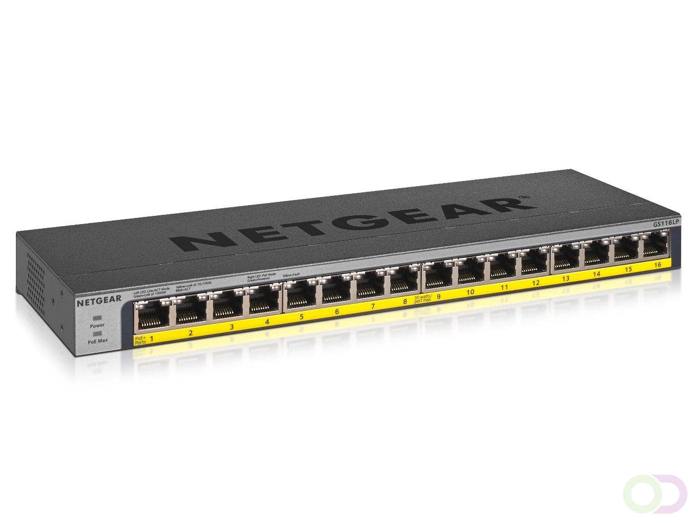 NETGEAR GS116LP Unmanaged Gigabit Ethernet (10/100/1000) Power over Ethernet (PoE) Zwart (GS116LP-100EUS)