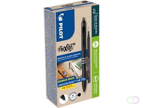 Pilot FriXion Ball Plus roller, medium, zwart, doos van 10 stuks 10 navullingen