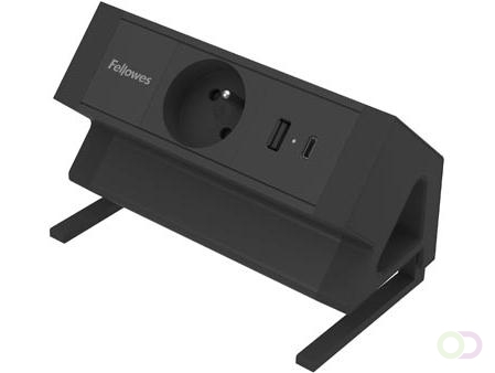 Fellowes contactdoos Power Desk, 1 stopcontact 1 x USB-A 1 x USB-C, zwart, voor Belgi????