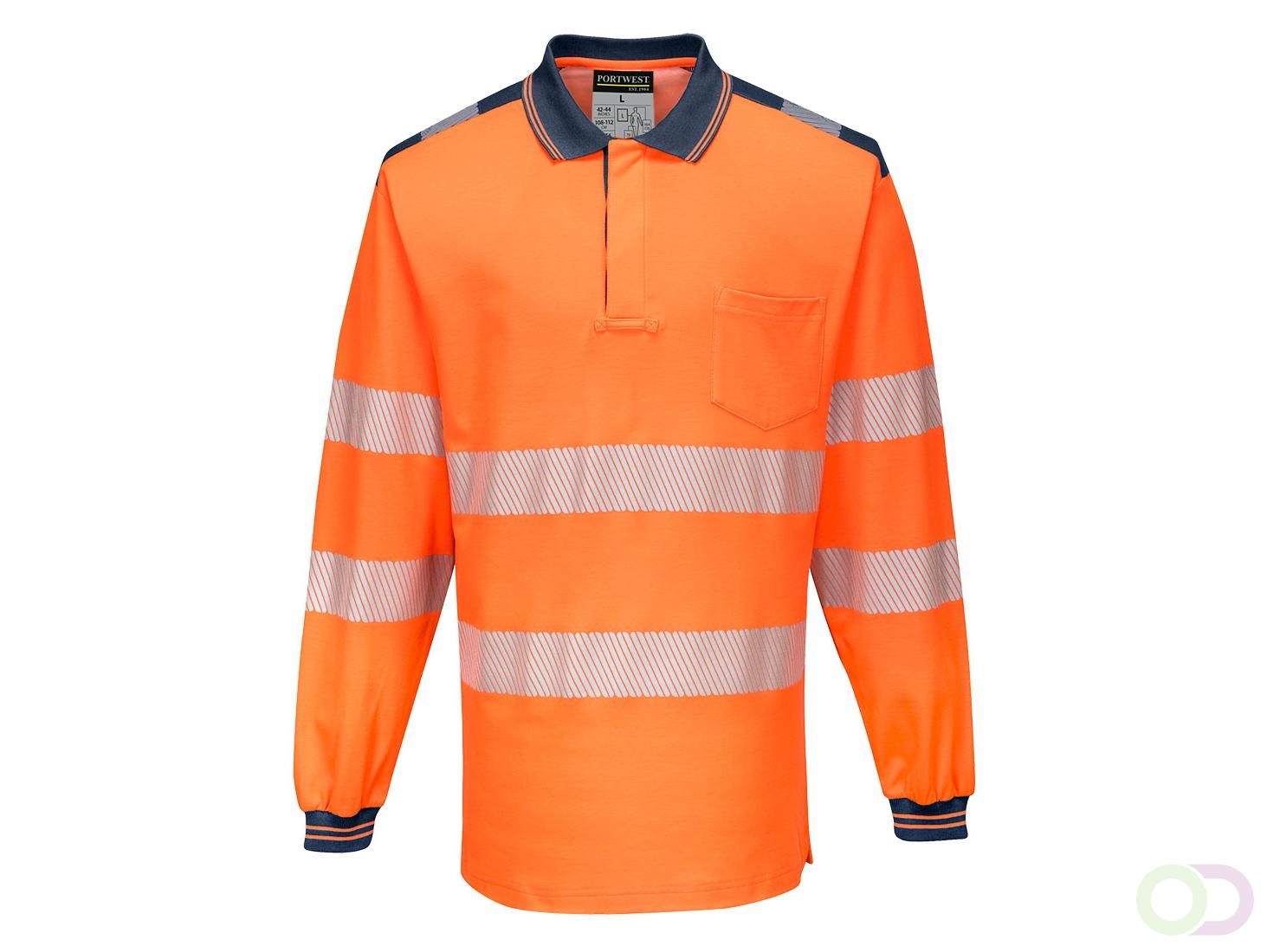 Portwest PW3 Hi-Vis Poloshirt Langemouw maat 4XL Orange Navy
