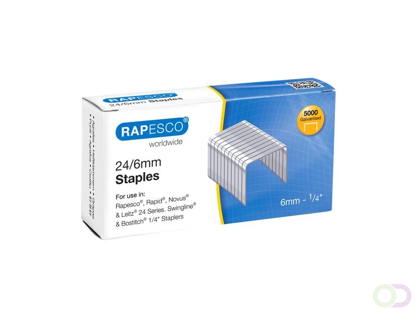 Nieten Rapesco 24 6mm 5000 stuks zilver