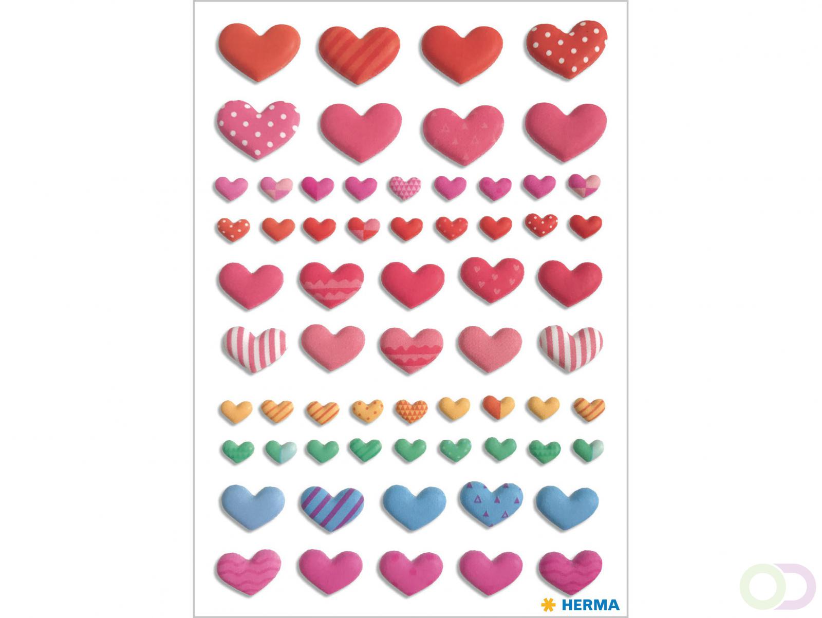 Stickers vrolijk gekleurde harten, puffy - Office-Deals.nl