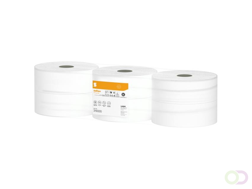 Toiletpapier Satino JT2 HiCycle 2-laags 6x380m wit 319330